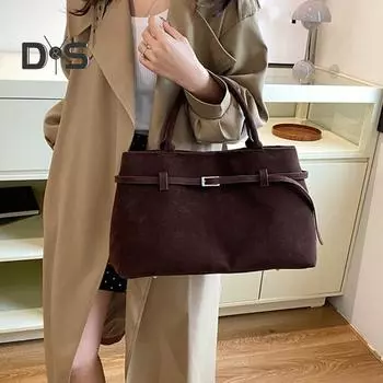 Женская сумка из искусственной замши в винтажном стиле с матовой поверхностью, большая вместимость, поясной декор, сумка для подмышек, сумка для покупок, свиданий, поездок на работу, сумка на плечо красный