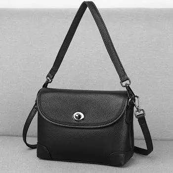 Женская сумка из коровьей кожи первого слоя с несколькими отделениями, откидным чехлом, на одно плечо, переносная сумка-мессенджер, мягкая кожаная квадратная сумка подмышкой Tide грязно-белый