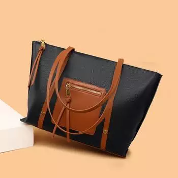 Женская сумка из коровьей кожи первого слоя, большая вместительная сумка-тоут, модная сумка через плечо из коровьей кожи для поездок на работу светло-коричневого