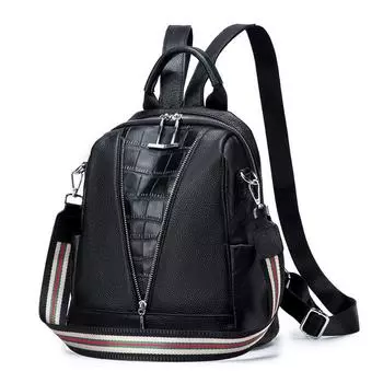 Женская сумка из коровьей кожи первого слоя, повседневный рюкзак, женский рюкзак из натуральной кожи, нишевый дизайн для поездок на работу и обратно чёрный