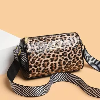 Женская сумка из кожи с леопардовым принтом, большая вместимость, сумка-мессенджер, повседневная сумка через плечо, новая модная роскошь