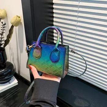 Женская сумка из лакированной кожи с ромбовидным узором 2024 года, новый модный дизайн, яркое лицо, сумка в иностранном стиле, модная сумка через плечо золотой