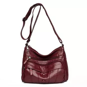 Женская сумка из мягкой искусственной кожи с текстурой, наклонная сумка, новая, большая вместимость, сумка через плечо, простая, модная, модная, сумка для мам