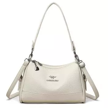 Женская сумка из мягкой кожи, на плечо, кроссбоди, подмышечная сумка бежевый