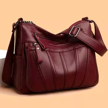 Женская сумка из мягкой кожи, сумка через плечо, сумка для матери среднего возраста чёрный