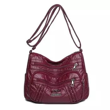 Женская сумка из мягкой кожи, сумка для матери среднего возраста, сумка через плечо красный