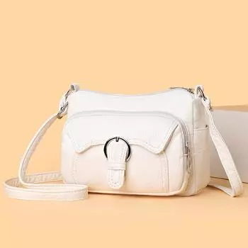 Женская сумка из мягкой кожи, сумка для мамы среднего возраста, большая вместимость, сумка через плечо с несколькими карманами чёрный