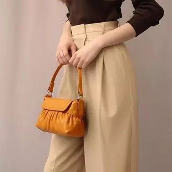 Женская сумка из мятой кожи, весенне-летняя, свежая, кожаная, через плечо, маленькая сумка, кожаная сумка с накладным верхом, женская сумка