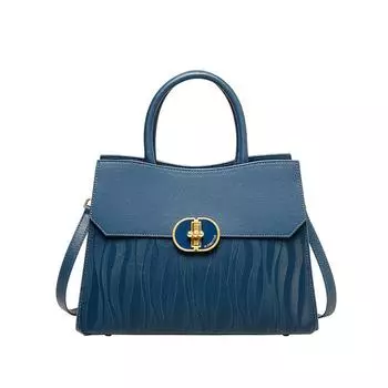 Женская сумка из натуральной кожи большой вместимости 612410085 (29*11,5*23,5) темно-синий