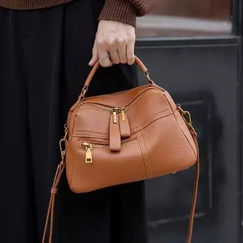 Женская сумка из натуральной кожи, большая вместимость, одно плечо, верхний слой, сумка для мамы из коровьей кожи, сумка для поездок на работу, все серый