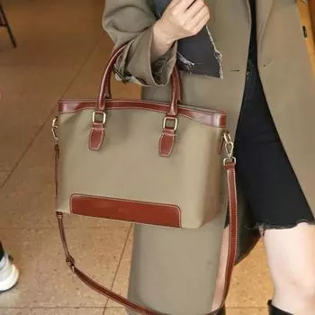 Женская сумка из натуральной кожи для поездок на работу и обратно, холщовая сумка Niche с верхним слоем контрастного цвета из коровьей кожи, вместительная сумка-тоут премиум-класса чёрный