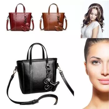 Женская сумка из натуральной кожи Hundred Crossbody Bag Commuter Tote Shoulder Bag 24*10*19cm чёрный