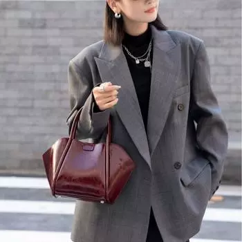 Женская сумка из натуральной кожи, корейский выпуск, универсальная, винтажная, с верхним слоем из коровьей кожи, простая сумка-тоут через плечо кофейный