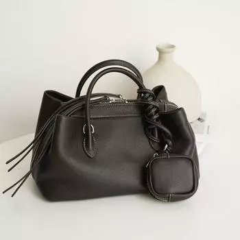 Женская сумка из натуральной кожи, легкая, роскошная, многослойная, сумка Mantou, большая вместимость, стиль Lazy Style, высококачественная, сумка-мессенджер на одно плечо 28x15x17cm кофейный