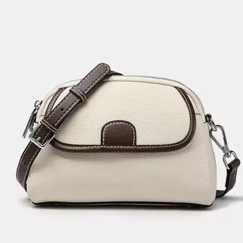 Женская сумка из натуральной кожи, маленькая женская сумка через плечо, модная женская сумка через плечо, сумка-портфель молочно-белого цвета чёрный