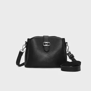 Женская сумка из натуральной кожи Модная повседневная сумка-ведро большой вместимости из коровьей кожи Сумка через плечо чёрный