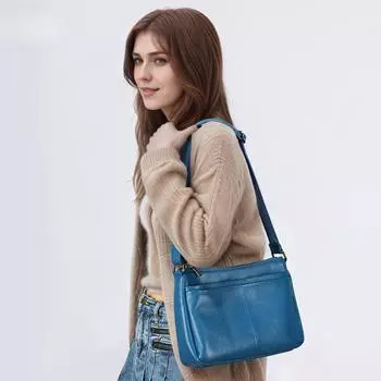 Женская сумка из натуральной кожи, модная, вместительная, многослойная, сумка на одно плечо, сумка через плечо из коровьей кожи с верхним слоем, вместительная