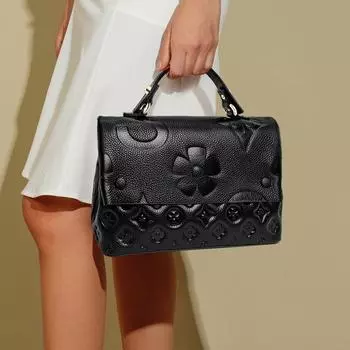 Женская сумка из натуральной кожи, мягкий портфель из коровьей кожи, сумка через плечо с цветочным узором