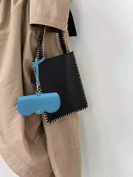 Женская сумка из натуральной кожи на одно плечо, сумка через плечо своими руками, сумка через подмышку, большая вместительная сумка Niche Tote Bag Small size: 19 x 22+CM чёрный