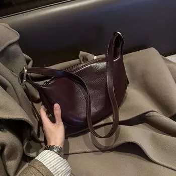 Женская сумка из натуральной кожи, новая модная сумка для пельменей под мышками, сумка через плечо из коровьей кожи в стиле ретро, женская седельная сумка