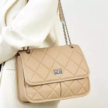 Женская сумка из натуральной кожи, новая сумка через плечо на одно плечо, модная женская сумка на цепочке из натуральной кожи на ощупь 28x9x21cm бездна