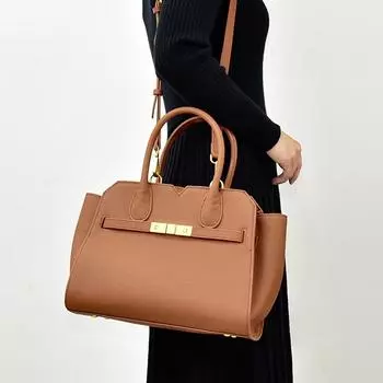 Женская сумка из натуральной кожи, новая дорожная сумка, большая вместительная сумка из воловьей кожи с верхним слоем, платиновая сумка, большая женская сумка 30x14x23cm чёрный