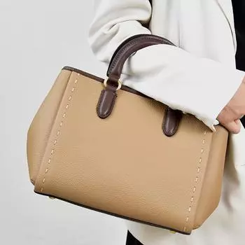 Женская сумка из натуральной кожи, новый стиль для поездок на работу, атмосферная и высококачественная сумка через плечо из коровьей кожи с верхним слоем, сумка-тоут, ручная сумка 28x15x22cm серый