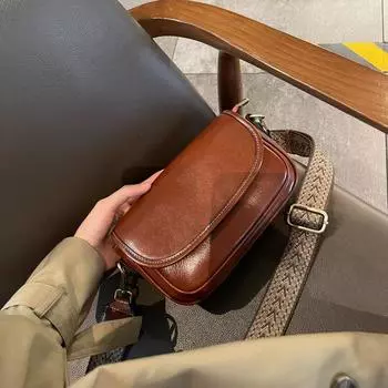 Женская сумка из натуральной кожи, новый стиль, женская сумка, европейская и американская ретро-сумка, сумка через плечо, универсальная простая сумка