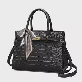 Женская сумка из натуральной кожи, новый стиль 2024 года: Модная, роскошная сумка для поездок на работу для мам и женщин среднего возраста 28.5cm x 14cm x 21cm синий/жемчужный