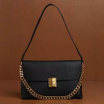 Женская сумка из натуральной кожи, осень/зима, новая, простая, ретро, сумка через плечо, большая вместимость, сумка через плечо с цепочкой