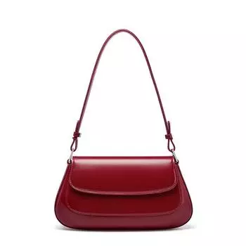 Женская сумка из натуральной кожи подмышкой, новая модная классическая красная ручная черная сумка через плечо, универсальная высококачественная сумка на одно плечо (20cm<Max Length<30cm)