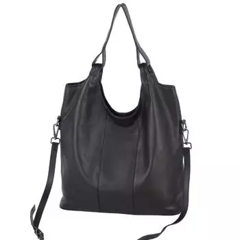 Женская сумка из натуральной кожи, повседневная сумка на одно плечо, сумка-тоут подмышкой чёрный