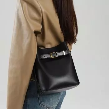 Женская сумка из натуральной кожи Premium Sense Bucket Bag Vintage Cowhide All-in-one Bag Crossbody Bag