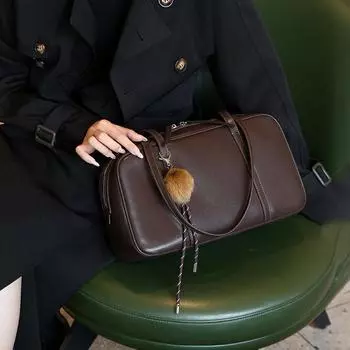 Женская сумка из натуральной кожи Premium Boston Pillow Bag Commuter Fashion All-in-one Crossbody Bag кофейный