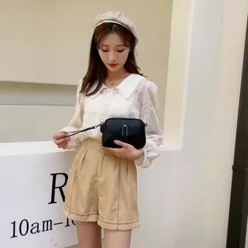 Женская сумка из натуральной кожи, роскошная женская сумка через плечо из коровьей кожи, модная женская сумка-мессенджер, маленькая сумка для телефона чёрный