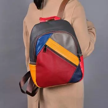 Женская сумка из натуральной кожи, рюкзак из натуральной кожи, повседневная сумка, цветной рюкзак для улицы чёрный