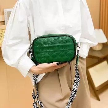 Женская сумка из натуральной кожи с ромбовидной сеткой, новый верхний слой из воловьей кожи, сумка на одно плечо с диагональным крестом, модный кошелек Zero с широким плечевым ремнем