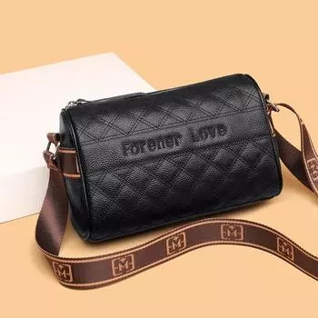 Женская сумка из натуральной кожи с вышитым нитками ромбовидным узором, сумка из коровьей кожи первого слоя, сумка через плечо большой вместимости для мамы красный