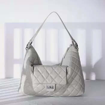 Женская сумка из натуральной кожи с ромбовидным узором, небольшая, ароматизированная, первый слой из коровьей кожи, большая вместимость, маленькая, ароматизированная, сумка через плечо, повседневная сумка-хобо серый