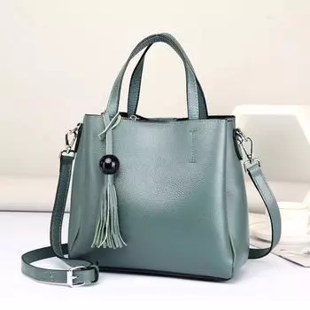 Женская сумка из натуральной кожи, сумка через плечо, качественная сумка премиум-класса, сумка через плечо, модная сумка-ведро из коровьей кожи One Size чёрный