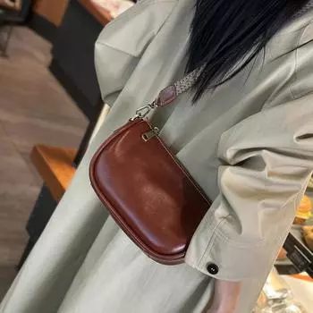 Женская сумка из натуральной кожи, сумка-седловидная из коровьей кожи, сумка-мешок Everything Oxygen Dumpling Bag с двумя плечевыми ремнями чёрный