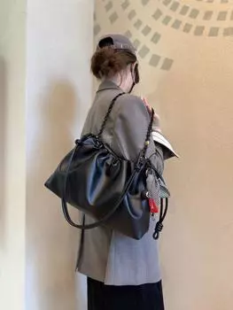 Женская сумка из натуральной кожи, сумка на удачу из коровьей кожи, большая вместительная сумка через плечо, повседневная и модная сумка-тоут, сумка высокого класса 36x11x23cm армия зеленый