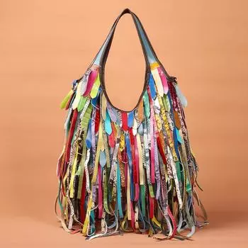 Женская сумка из натуральной кожи, сумка на одно плечо, большая вместительная сумка, женская сумка через плечо разноцветный