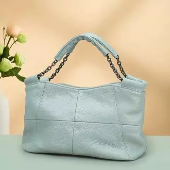 Женская сумка из натуральной кожи, сумка через плечо в стиле ретро, сумка через плечо из коровьей кожи с верхним слоем, сумка с цепочкой подмышкой, большая вместимость small