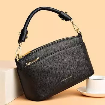 Женская сумка из натуральной кожи, трехцелевого назначения, первый слой, воловья кожа, косая сумка через плечо, сумка-ракушка хаки