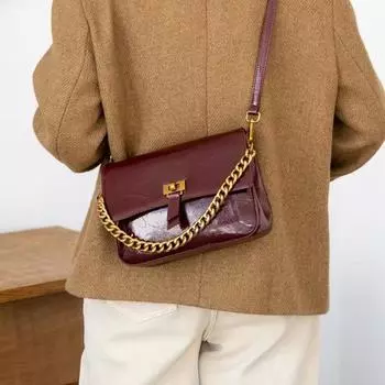 Женская сумка из натуральной кожи, универсальная, индивидуальный верхний слой из коровьей кожи, сумка-рюкзак на одно плечо с замком-цепочкой кофейный