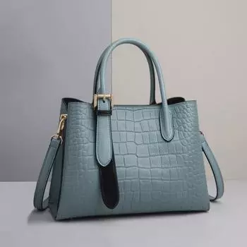 Женская сумка из натуральной кожи: Вместительная, универсальная сумка через плечо и через плечо для мам 30.5*14*22CM льняной/синий