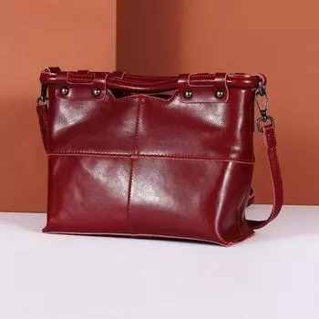 Женская сумка из натуральной кожи в винтажном стиле, через плечо, на одно плечо бордовый