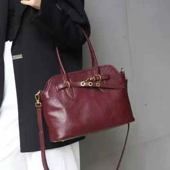 Женская сумка из натуральной кожи в стиле ретро, из натуральной кожи растительного дубления, темпераментная, корейский стиль, универсальная женская сумка через плечо