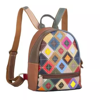 Женская сумка из натуральной кожи, верхний слой, цветной женский рюкзак, повседневный рюкзак разноцветный